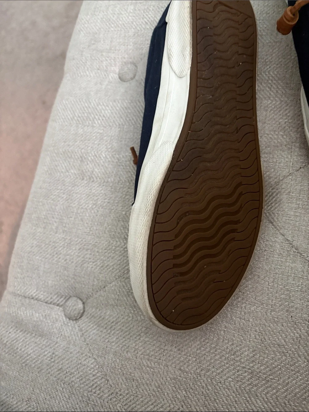 Sperry Navy Canvas Boat Shoes with Brown Laces